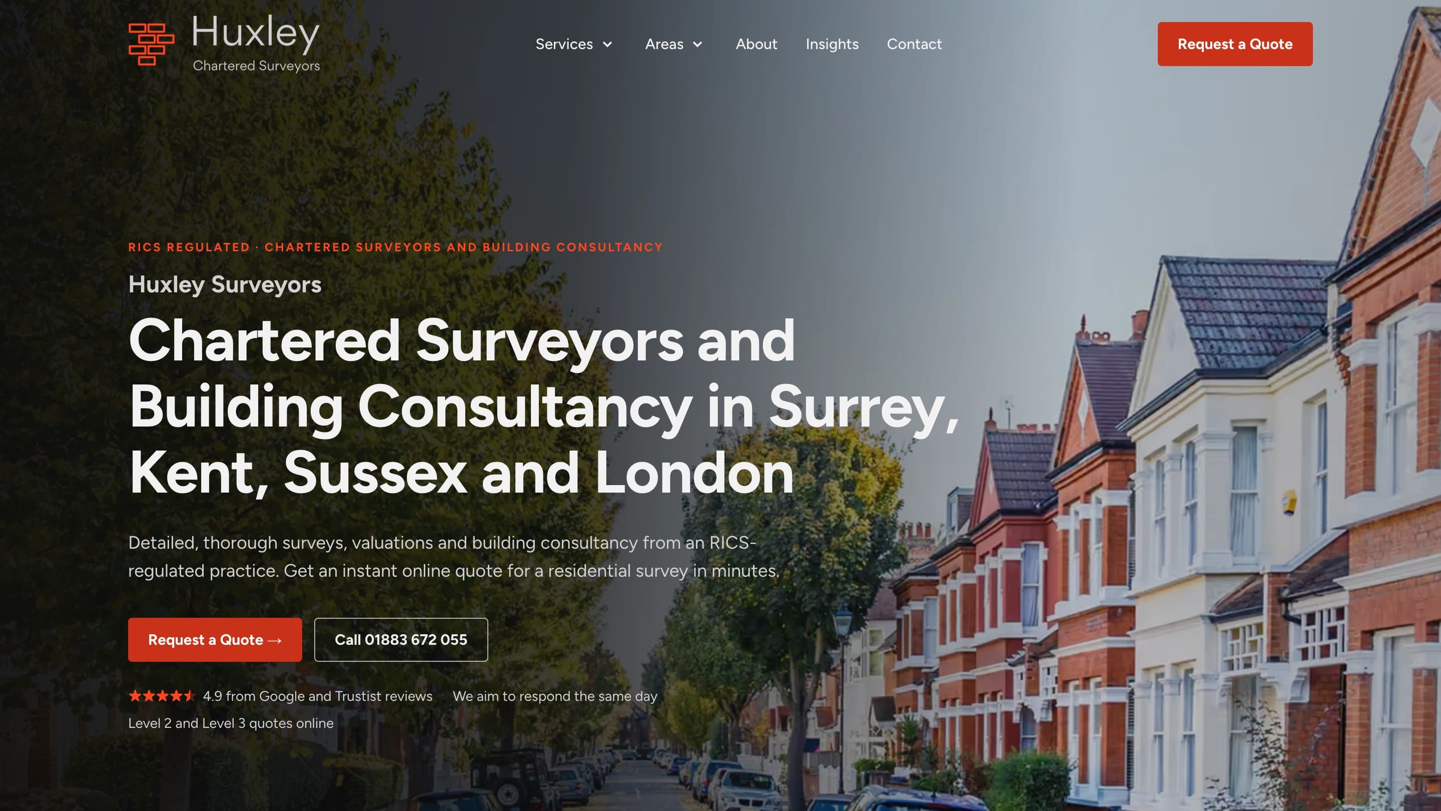 Huxley Surveyors website design