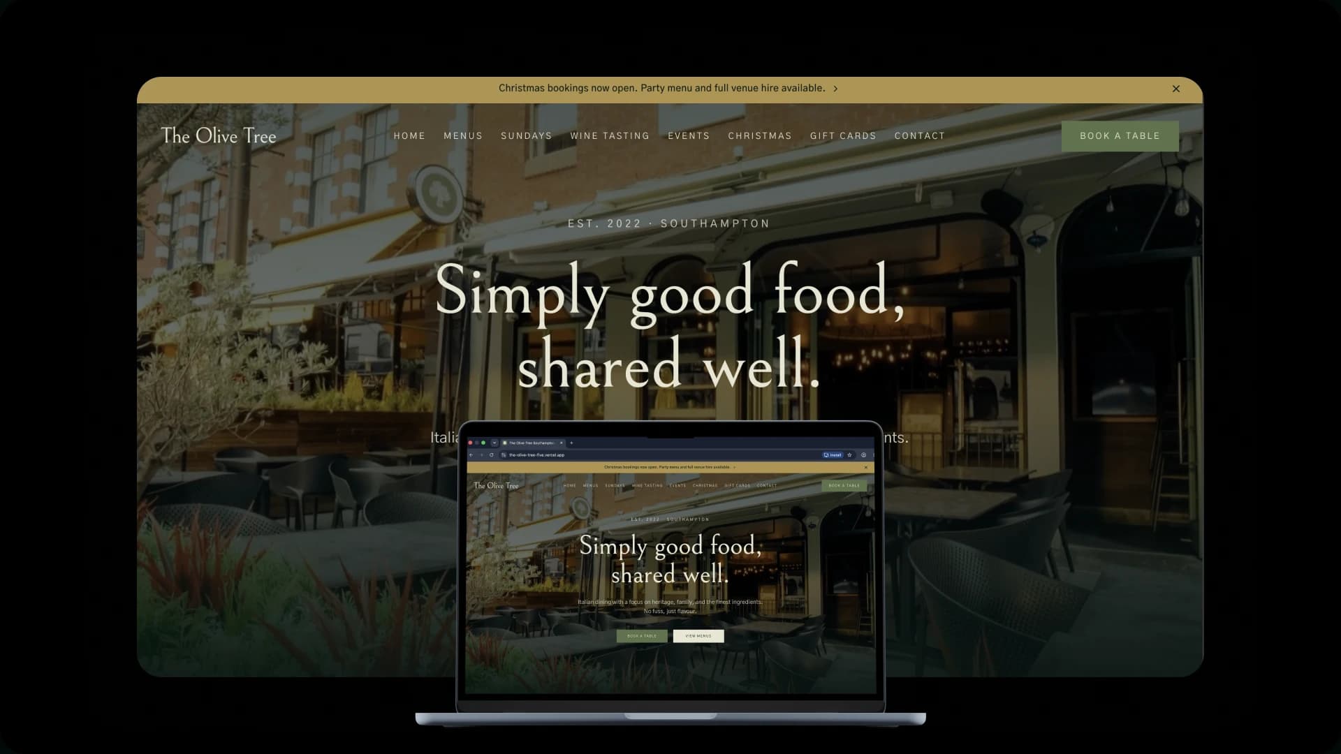 The Olive Tree website design