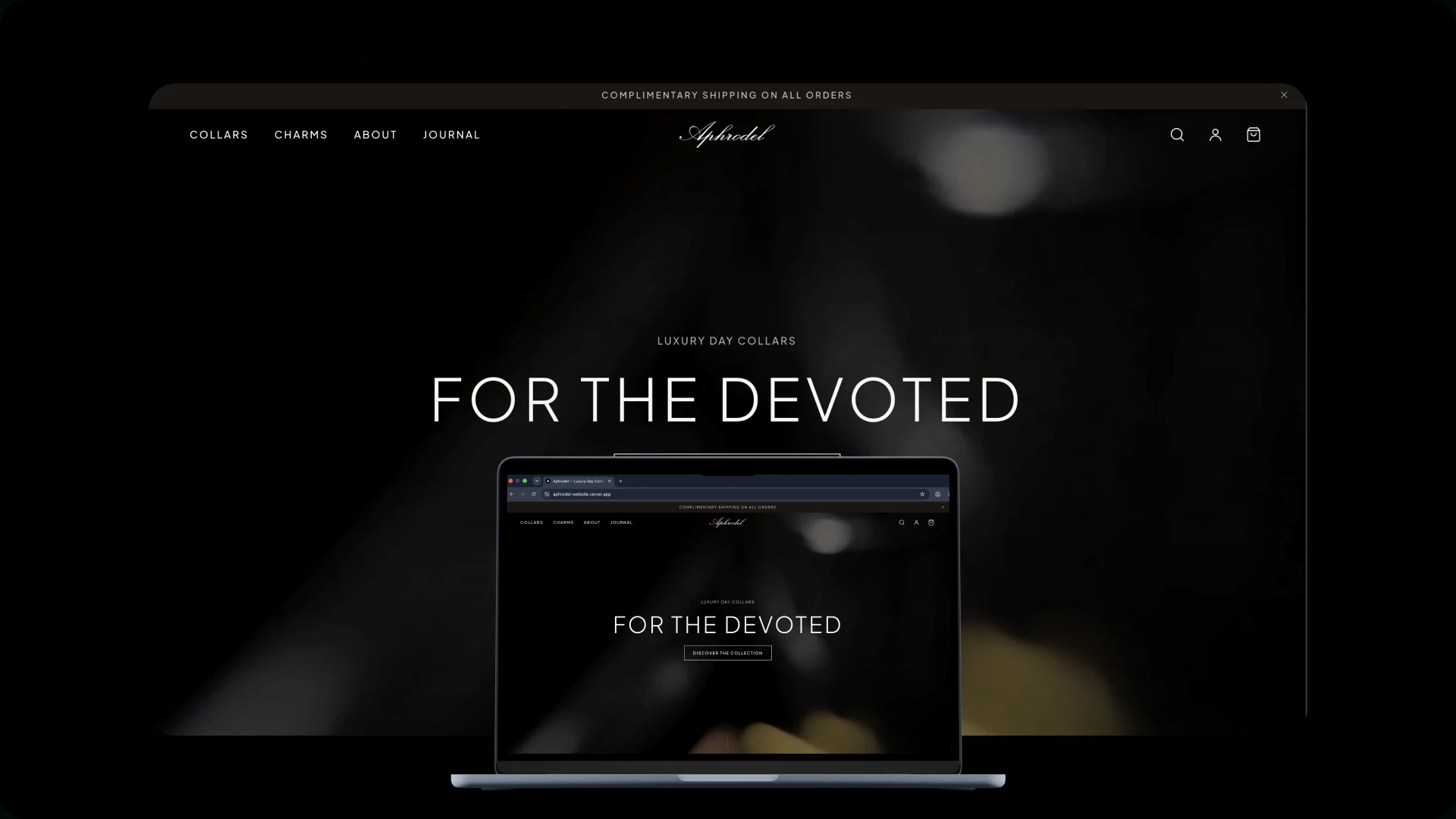 Aphrodel website presented on desktop and laptop