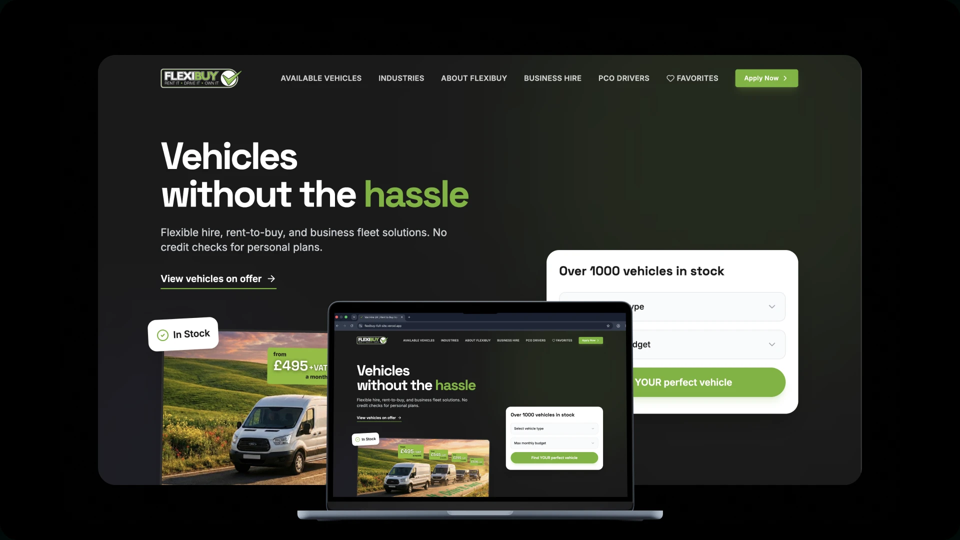 FlexiBuy website presented on desktop and laptop