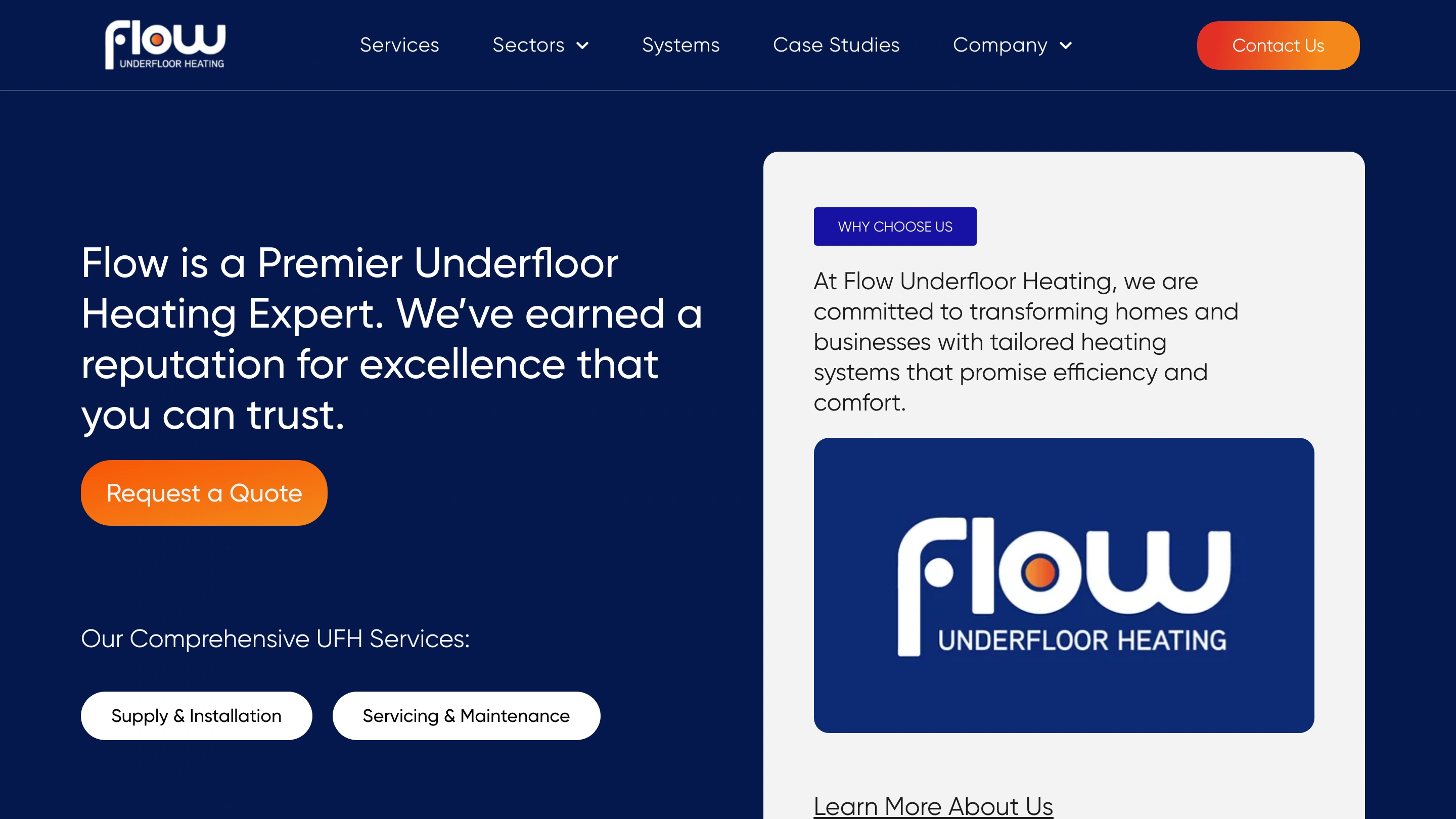 Flow Underfloor Heating website presented on desktop and laptop