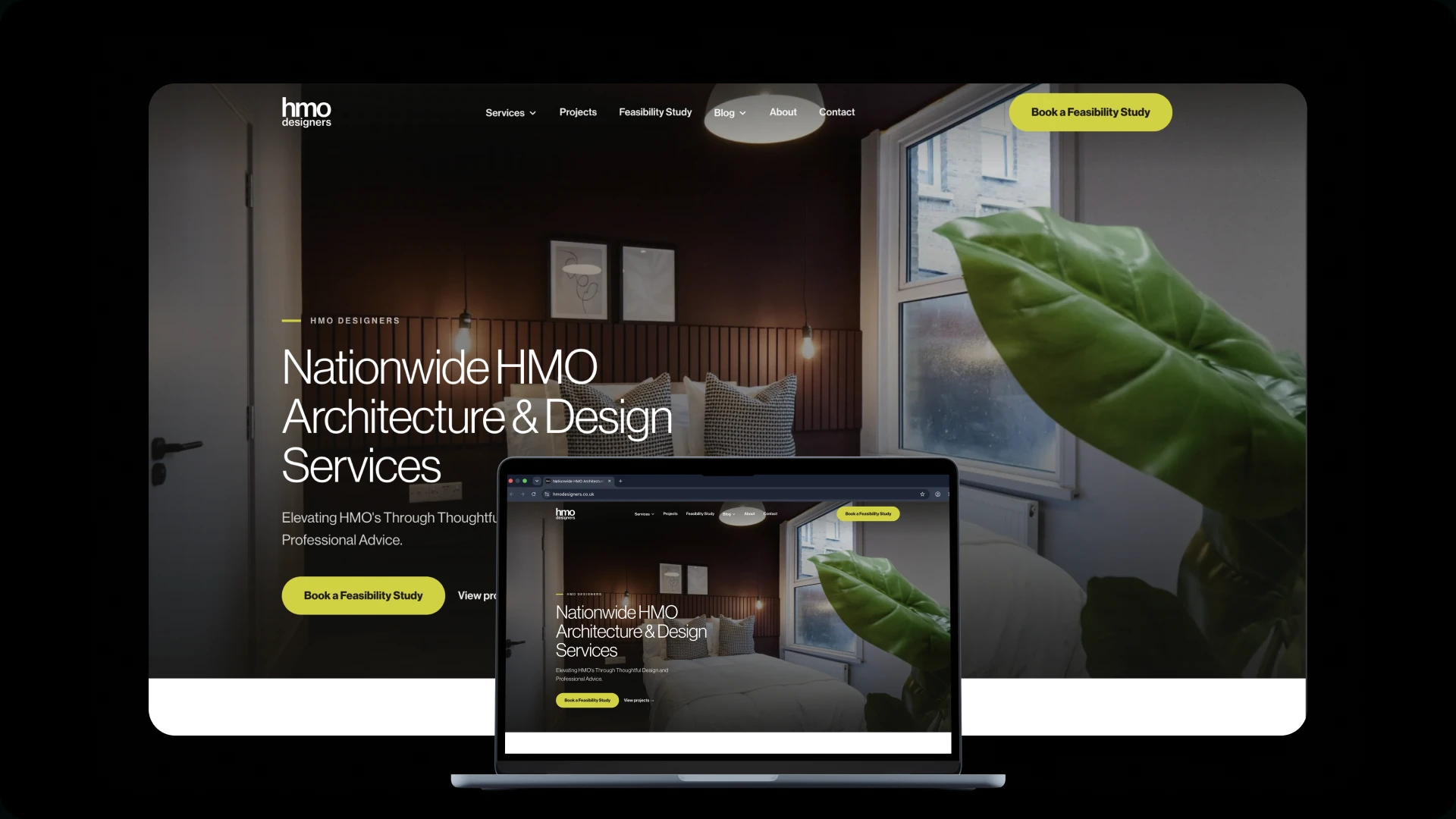 HMO Designers website presented on desktop and laptop