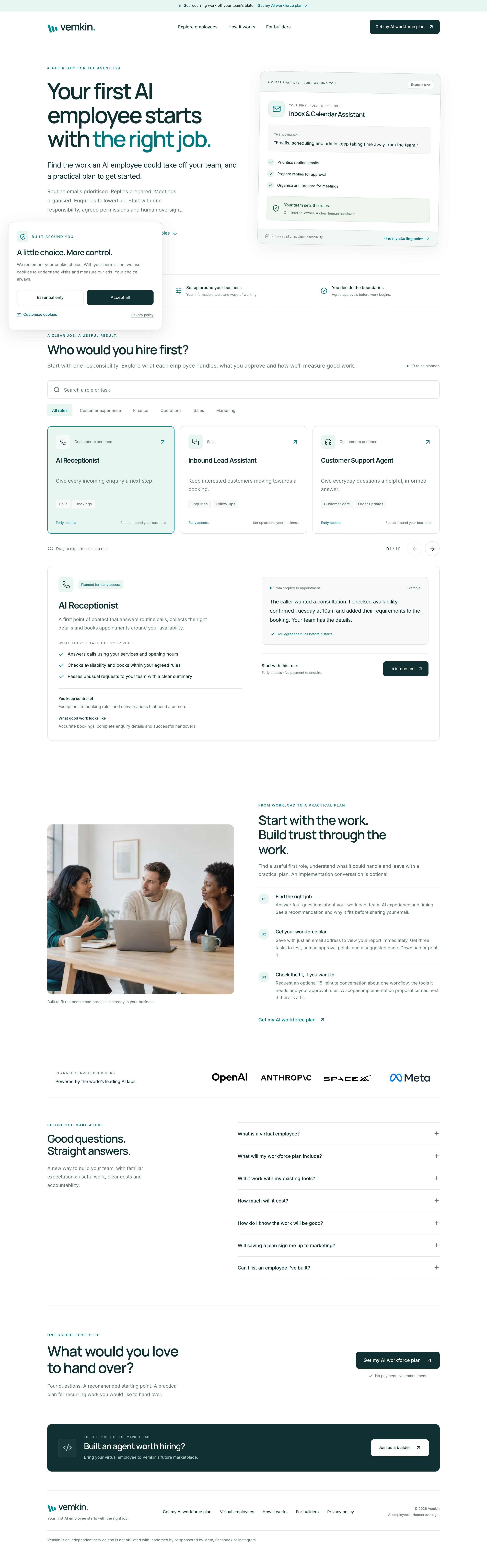Full-page Vemkin homepage screenshot, from header to footer